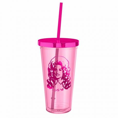 Dolly Parton розова пластмасова чаша със сламка