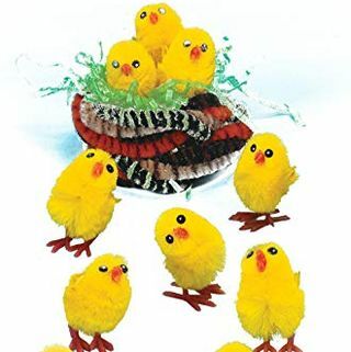 Baker Ross Mini Fluffy Chicks-Pack of 12, Easter, Craft for Kids (E432), жълт