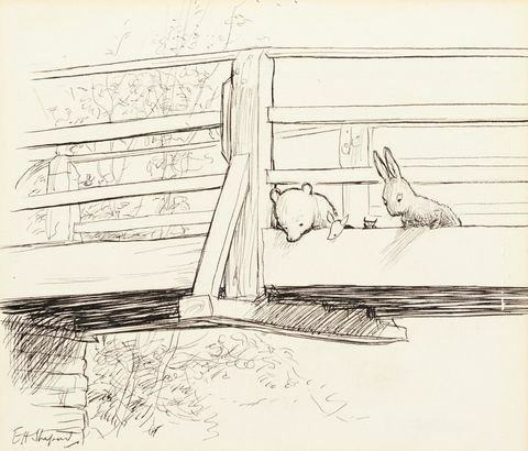 E. H. Shepard_Two рисунки с мастило от Къщата в Ъгъл Пух I - Сотбис