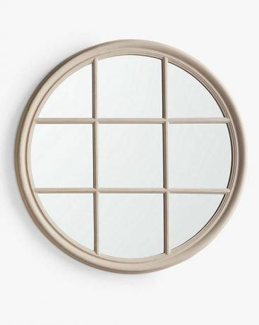 Стенно огледало за прозорец с кръгла дървена рамка