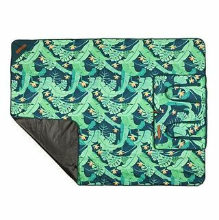 Оливър Бонас Зелено тропическо одеяло за пикник с палмови принтове