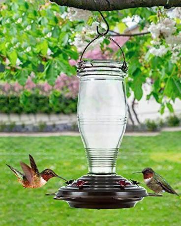 Винтидж стъклена хранилка за колибри