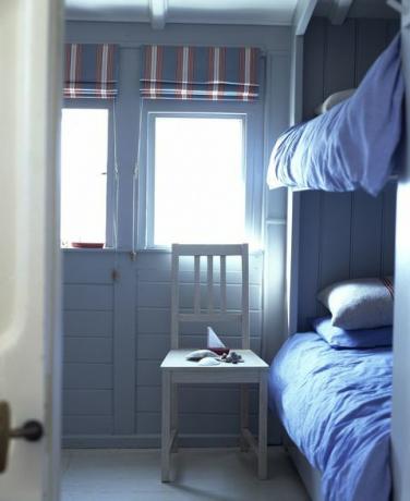 синя щора за спалня