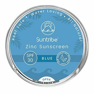 Suntribe Mineral Sports & Face Sunscreen - SPF 30 - Изцяло натурален - 100% цинк - Безопасен за рифове - 4 съставки - Водоустойчив (45 g) (Син)