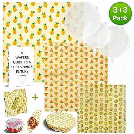 Хранителни опаковки и силиконови капаци от пчелен восък, комплект 6 бр
