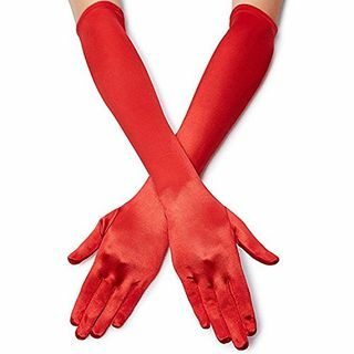 Червени сатенени ръкавици с дължина опера 